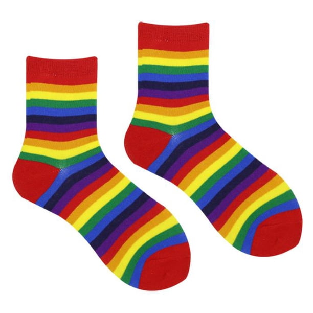 Calcetines deportivos Calcetines de arcoíris de color caramelo Lindos, Calcetines de moda a rayas de novedad de algodón para mujer-rojo Vhermosa Ropa Interior, Lencería y Pijamas