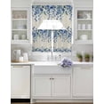 thumbnail image 3 of Spring Blue Floral Swag Curtains for Living Room/Bedroom Windows, Farmhouse Weeping Floral Leaves Burlap Kitchen Curtains and Valances Set 36 Inch Length, Light Filtering Swags Valance Curtain Panels, 3 of 5