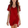 thumbnail image 1 of FRSASU Robe d'Été 100 % Coton pour Filles, Tendance, Col en V, Décontractée, Bohème, Robe Soleil, Printemps, Plage, Fluide, Vacances, Mini, Rouge, 1 of 8