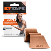 KT Tape Original Cotton Kinesiology Tape, Beige, 20 Precut Strips