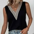 thumbnail image 5 of Lindreshi Tank Tops for Women Clearance Fashion Womens Casual Solid Color V Neck Tank Tops Sleeveless Lace Stitching Vest Tops, 5 of 7