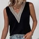 thumbnail image 5 of Camiseta Sin Mangas Para Mujer Camisetas Sin Mangas Moda Casual Color Sólido Cuello en V Encaje Costura Chaleco Y Tops Odeerbi  ODB168891, 5 of 7