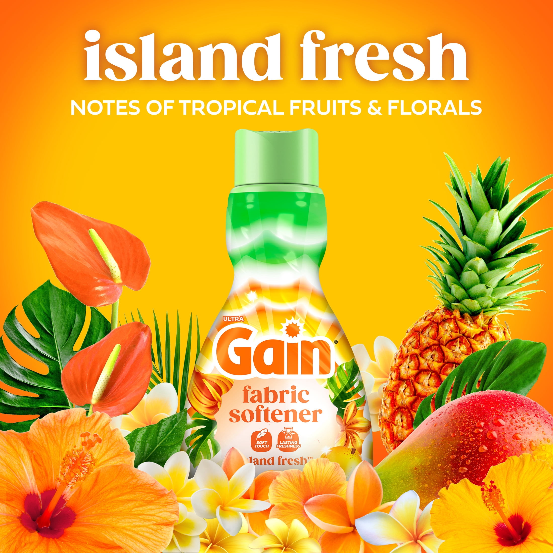 Gain, Liquid Laundry Fabric Softener, Island Fresh Scent, 35 fl oz, 48 Loads