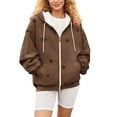 thumbnail image 6 of Bovemsi Sweatshirt for Women Autumn And Winter Zipper Loose Star Pattern Zip Up Hoodie, 6 of 7
