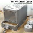 thumbnail image 5 of Cat Litter Box with Litter Scoop, Extra Large Foldable Enclosed Cat Litter Box with Lid, Front Entry Top Exit Kitty Box, Drawer Type Cat Litter, Easy to Clean (Grey), 5 of 9