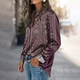 thumbnail image 7 of IMENGL Women's Satin Long Sleeve Shirt Women's Retro Flower Casual Printed Shirt Purple XXXXL, 7 of 7