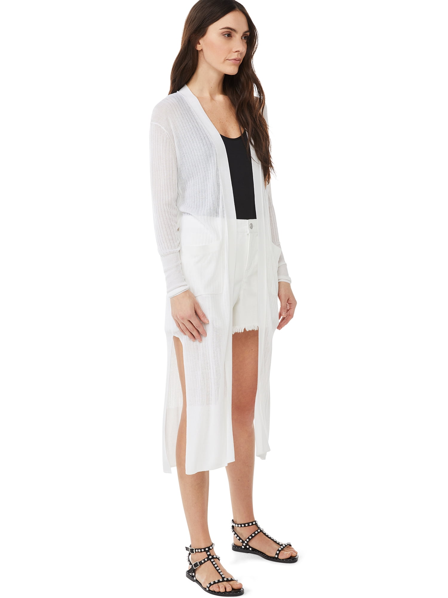 White sheer shop duster cardigan