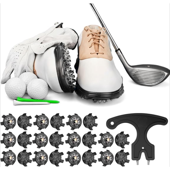 A Set Of 51 Pcs Golf Shoe Spikes Replacements,including 50 Golf Shoe Cleats With 1 Black Golf Cleats Spanner,6 Mm Metal Thread Screw,golf Cleats Replacement For Cricket Shoe