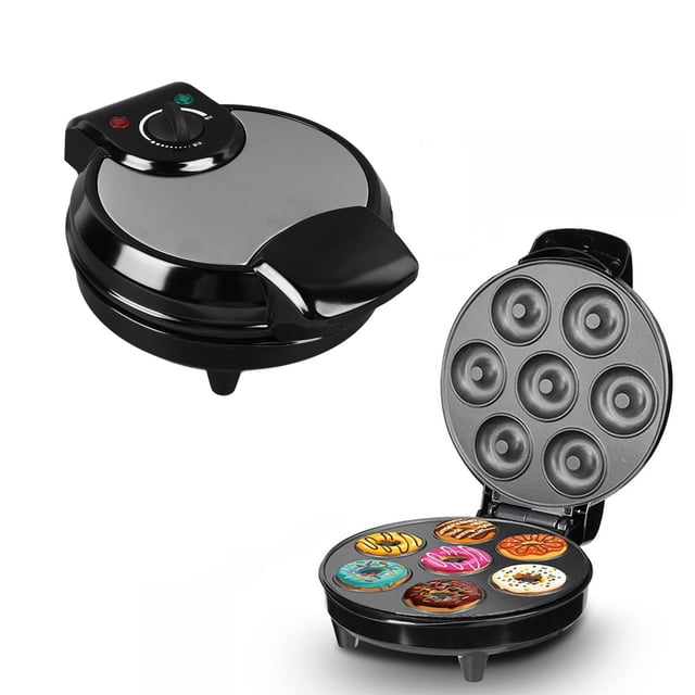1200W Mini Donut Maker Machine Make 7 Doughnuts Adjustable Temperature Anti Stick Pancakes Maker Machine US Plug 110V