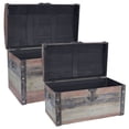 thumbnail image 7 of Household Essentials Wooden Storage Trunk Set, Large and Small Domed Chest, Weathered Wood with Paint Finish, Hinged Lid with Metal Accents, 7 of 7