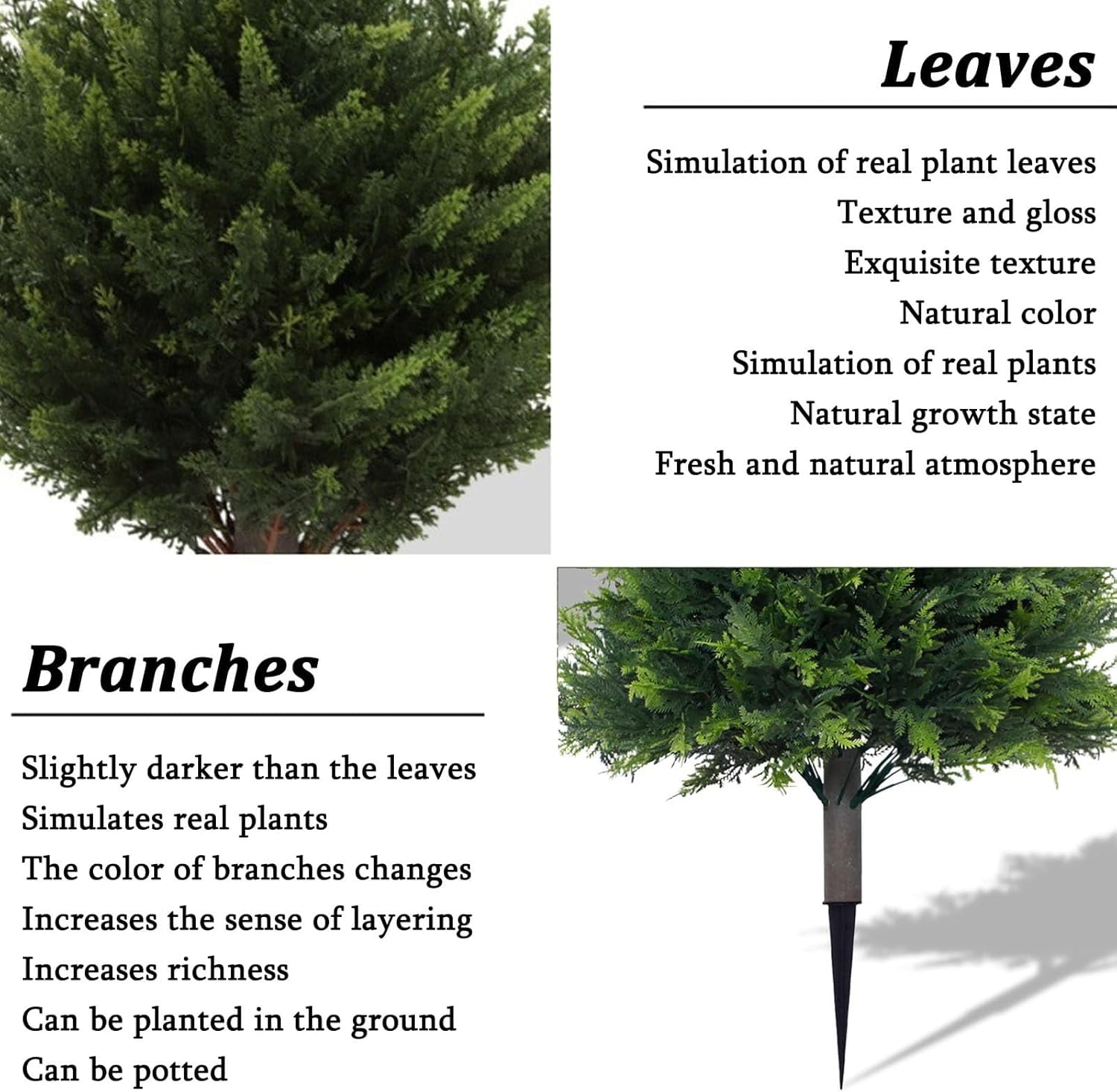 Faux Cedar Container Fillers, Faux Cedar Planter Filler, Artificial Plants Front Porch Decor, Fake Topiary Plants for Planters, UV Resistant Porch Decorations Outdoor Bushes(2PCS)