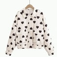 thumbnail image 2 of Towmus Womens Heart Printed Jacket Tops Long Sleeve Collar Zipper Coats Fall Streetwear Bomber Jacket with Pocket 2025, 2 of 6