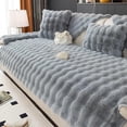 thumbnail image 1 of Thick Rabbit Plush Sofa Covers,Non Slip Faux Fur Sofa Cover for L Shape Sectional Sofa Slipcover, Furniture Protector Fluffy Slipcovers for Living Room (Gray,110 * 160cm/43.3 * 63in), 1 of 6