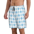 thumbnail image 2 of Naloa Blue and White Squares Men's Beach Shorts, Surfing shorts, Swim trunks, Quick Dry Swim Trunks for Surfing Beach Fun - Medium, 2 of 9