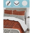 thumbnail image 3 of Quilt King Size Bedding Set, Brown Striped Reversible Summer Quilt 3 Pieces, Farmhouse Stripes Modern Abstract Art Lightweight Bedspreads Coverlets with 2 Pillow Shams for All Seasons, 3 of 5