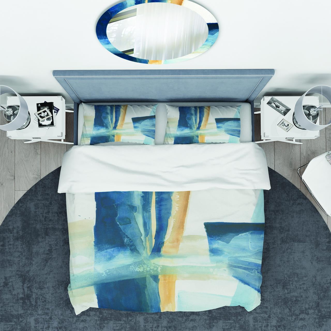 Designart 'Indigo Panel IV' Geometric Duvet Cover Set