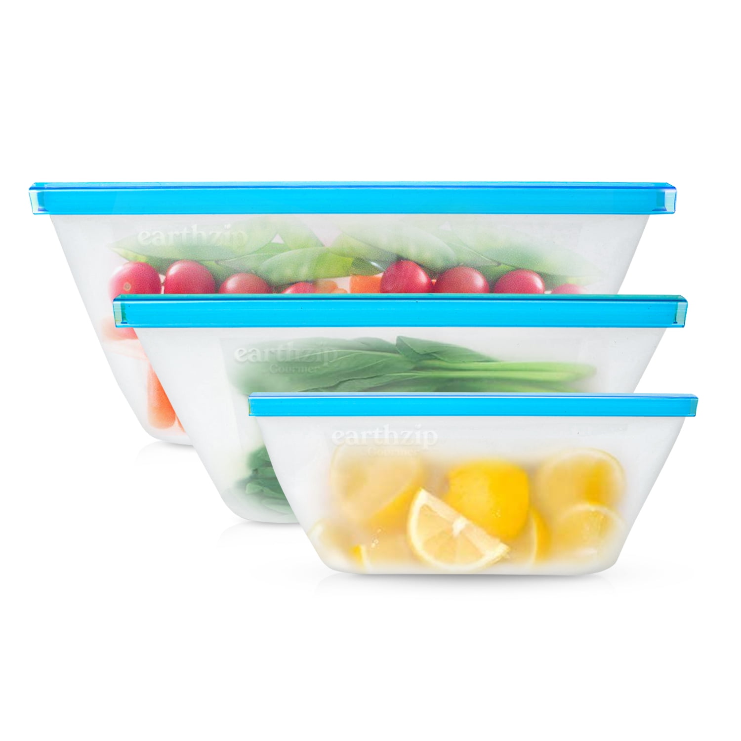 Set of 3 Earthzip Reusable Airtight Food Grade Silicone Stand Up Storage Cup 