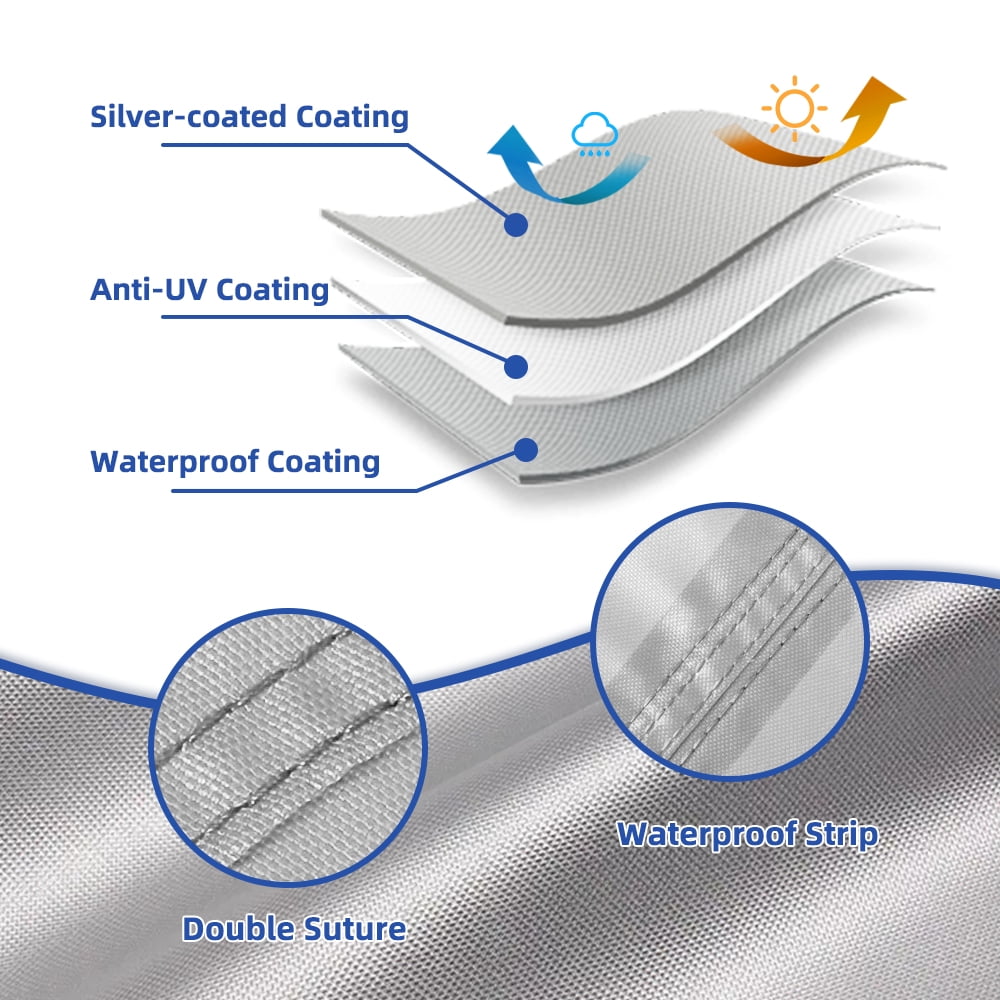 Seapisode UPF 50+ Kayak Cover, Waterproof Boat Cover for Fishing Boat/Kayak/Canoe, 420D Paddleboard Cover, Canoe Covers for Outdoor Storage Fit 12ft Kayak, Silver