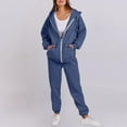 thumbnail image 2 of RYRJJ Sweatsuits for Women Set 2 Piece Outfits Oversized Full Zip Hoodie Jacket Sweatshirt Jogger Sweatpants Tracksuit Matching Sets(Navy,L), 2 of 9