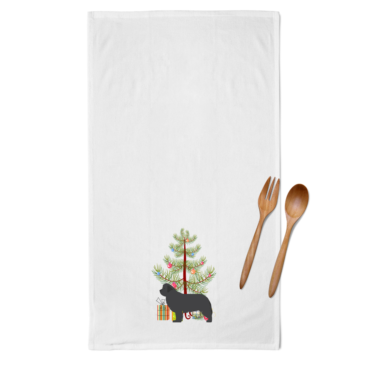 Newfoundland Merry Christmas Tree White Kitchen Towel Set of 2