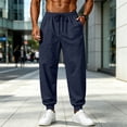 thumbnail image 2 of Hearthz Men's Sweatpants Cotton Elastic Drawstring Athletic Pants Men Solid Color Workout Mens Jogger Pants with Pocket Navy XXXL, 2 of 5