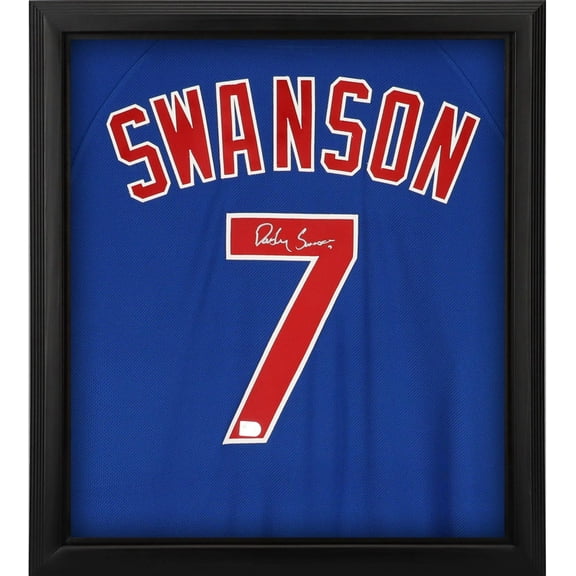 Dansby Swanson Chicago Cubs Framed Autographed Blue Authentic Jersey Shadowbox - Fanatics Authentic Certified