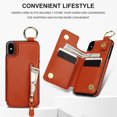 thumbnail image 6 of Allytech Wallet Case for iPhone XS/X, Card Holder & Zipper Pocket, Finger Grip Ring, Screen & Camera Protection, Luxury PU Leather Kickstand Double Buttons Flip Shockproof Case - Brown, 6 of 7