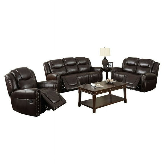 Star Home Living Corp 3-piece Faux Leather Living Room Set in Espresso