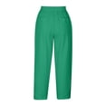 thumbnail image 4 of WEIee Womens Capris Casual Summer Pocket Cropped Pants with Drawstring Solid Color Straight Leg Versatile Trousers Loose Fit Holiday Ladies Pants Green L, 4 of 5