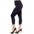 thumbnail image 3 of COUVER Women Seamless Stretch Capri Leggings, Navy Blue, Plus Size, 3 of 8