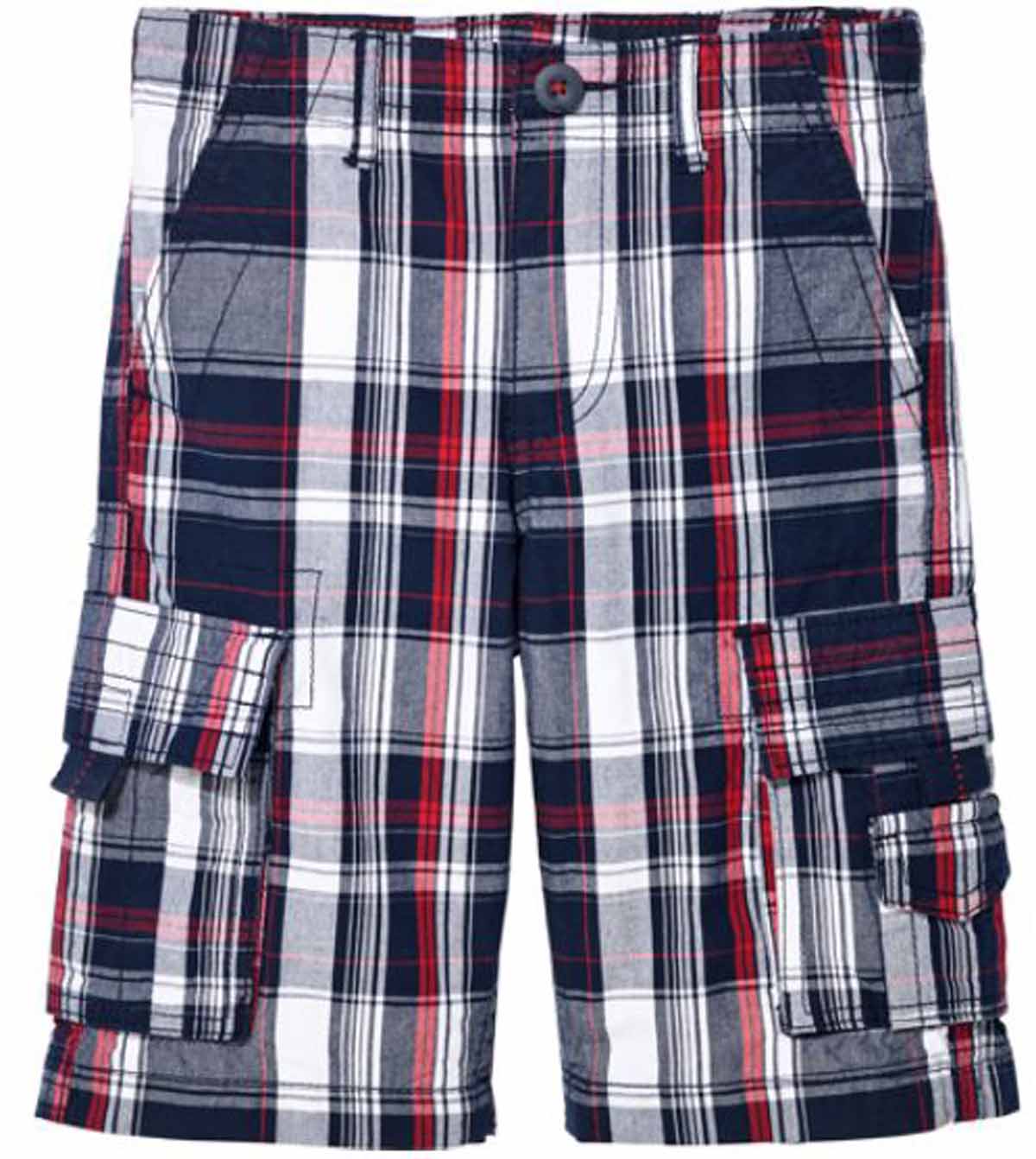 Generra Shorts Boys Cargo Shorts Adjustable Waistband (Blue Red Plaid ...