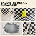 thumbnail image 5 of Insulated Lunch Bag for Women Men, Cute Corduroy Lunch Box Tote Bag Reusable Leakproof Bento Cooler Bag for Work Picnic Travel (Black White Checkered), 5 of 7