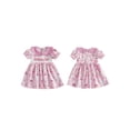 thumbnail image 2 of BemeyourBBs Toddler Baby Girls Birthday Dress Smocked Outfits 1st 2nd 3rd 4th 5th Years Old Birthday Summer Clothes Short Sleeve Doll Collar Letter Cake Balloons Print Princess Party Dress, 2 of 9