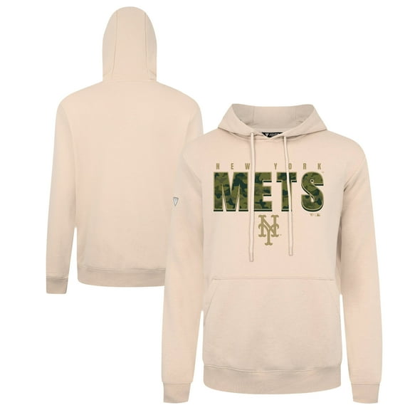 Men's Levelwear  Khaki New York Mets Podium Protect Pullover Hoodie