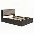 thumbnail image 6 of Espresso Wood Queen Size Platform Bed - Storage Headboard & 4 Drawers, 6 of 24