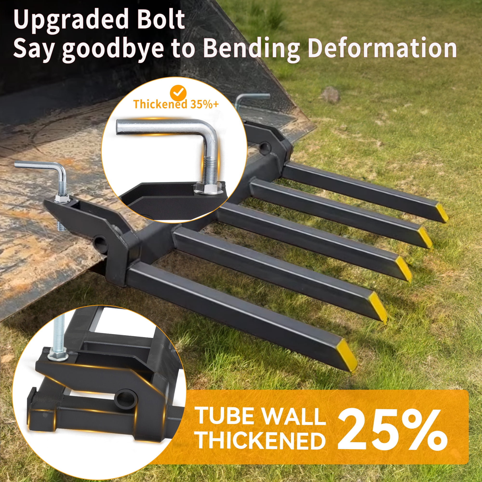 Dextrus Heavy Duty Clamp-on Pallet Forks 48 in 2500 lbs Capacity for Loader Bucket Skid Steer Tractor