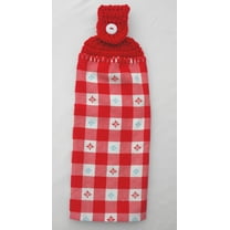 SWEET ROSE RED GINGHAM PIONEER KITCHEN TOWEL - DOUBLE THICK HANDMADE HANGING KITCHEN TOWEL