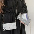 thumbnail image 6 of for iPhone 13 Pro Max Bling Glitter Diamond Phone Case with Card Holder and Strap for Women Girls,Crossbody Chain,Kickstand Magentic Folio,Snap Clasp,Cute Phone Wallet Cases Envelope Design, White, 6 of 8