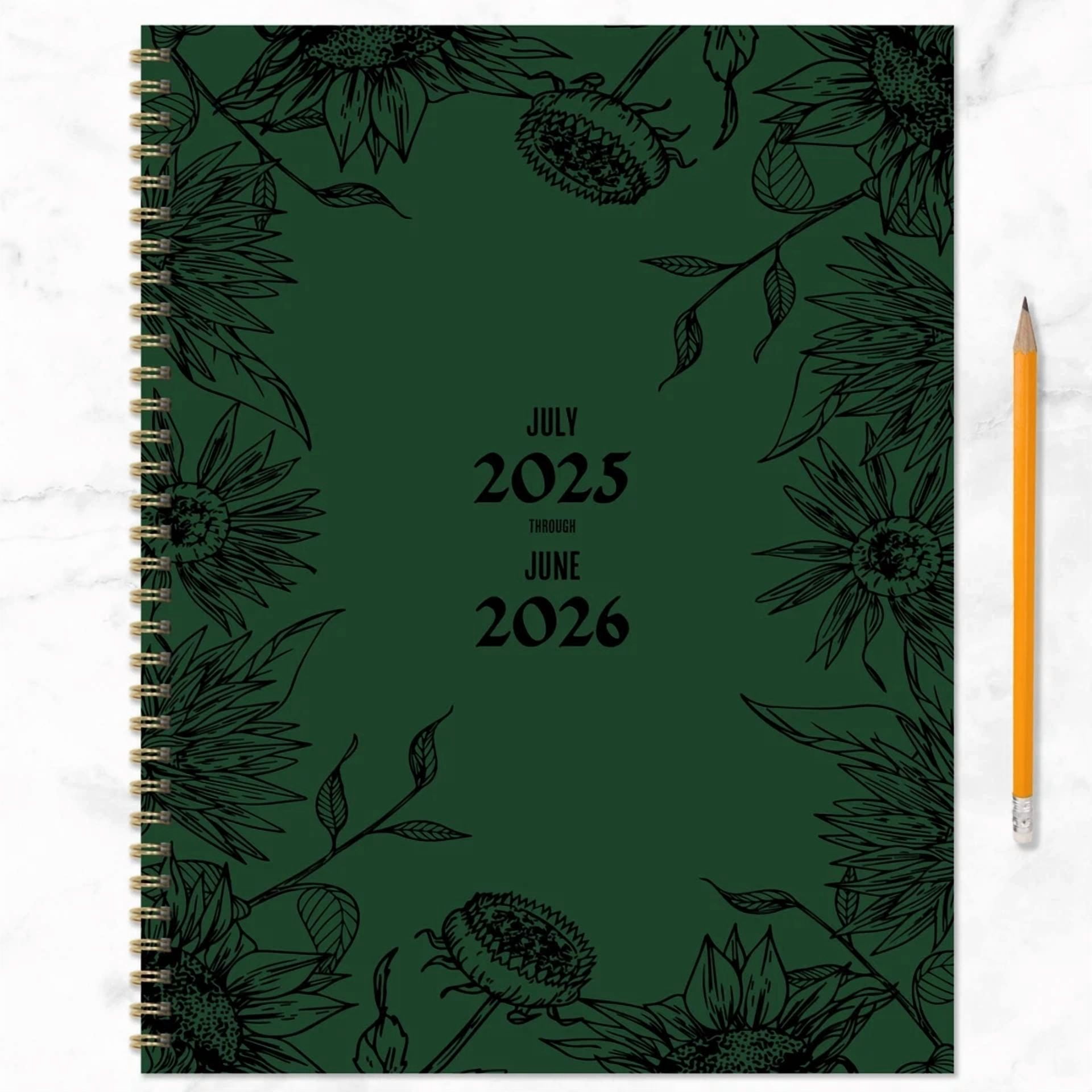 July 2025 - June 2026 Garden Of Green Large Weekly Monthly Planner