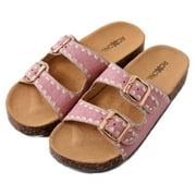 Roxoni Women's Fashion Cork Sole Double Buckle Indoor/Outdoor Sandal