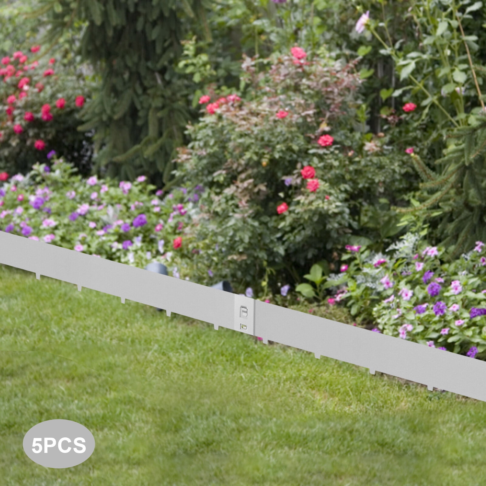 5PCS 3"x39" Outdoor Yard Barrier Steel Lawn Edging Metal Landscape Edging Grey for Gardens, Paths, Lawns