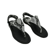 JANE AND THE SHOE Womens Faux Leather Snake Print Thong Sandals (Size 6.5 US)