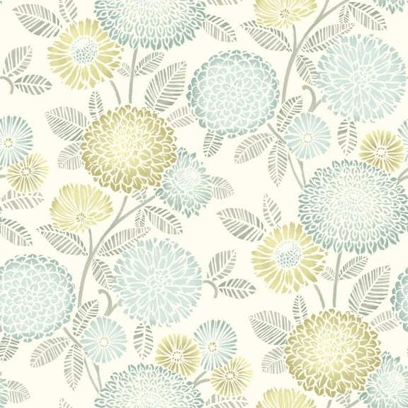 Chesapeake Zalipie Lime Floral Trail Wallpaper, 20.5-in by 33-ft