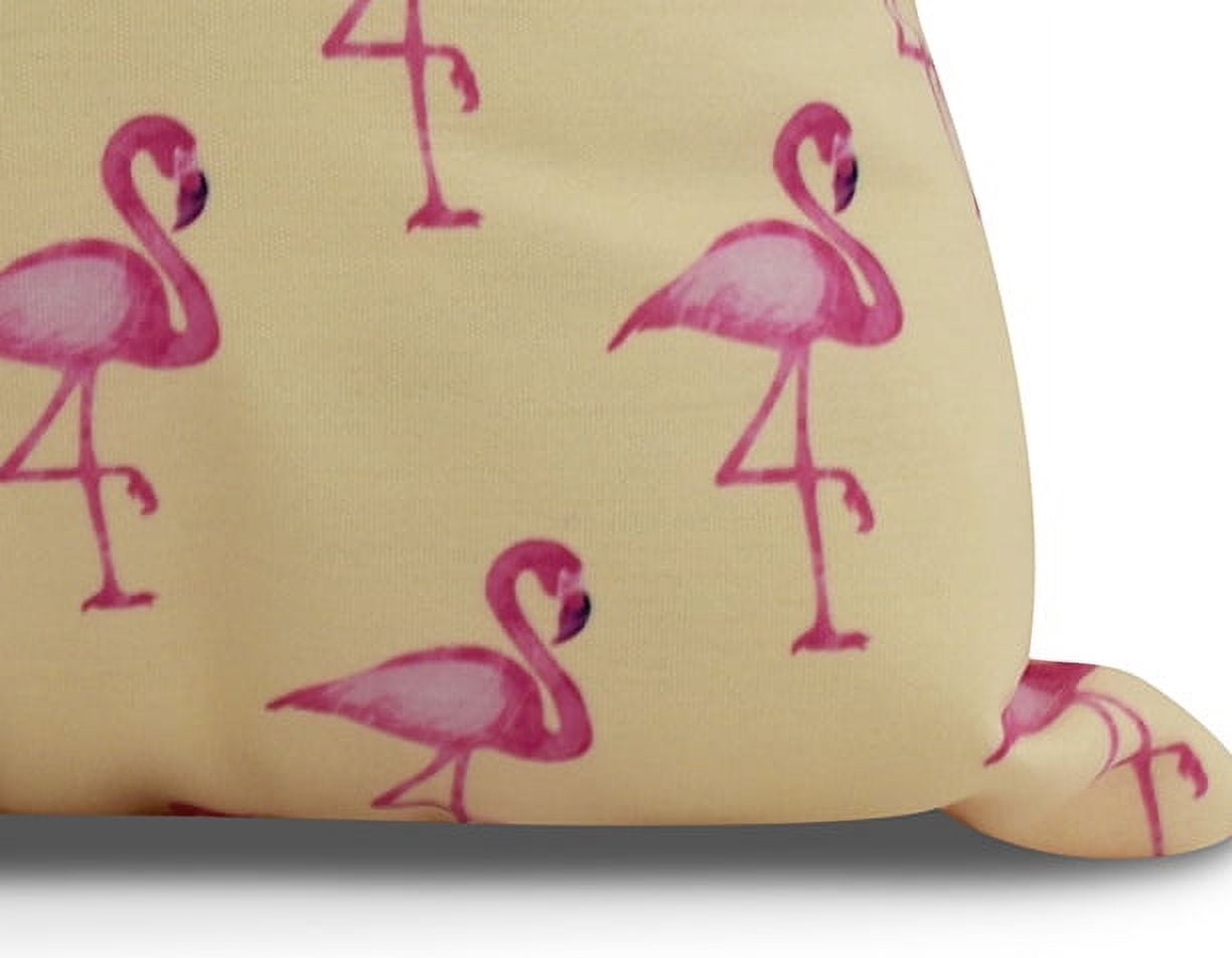 Simply Daisy, 20" x 20" Flamingo Fanfare Multi, Animal Print Outdoor Pillow, Yellow