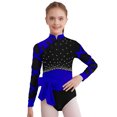 thumbnail image 3 of Rswnyirn Justaucorps de Danse Patinage pour Filles Manches Longues Color Block avec Short Bleu 6, 3 of 6