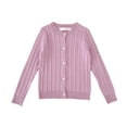 thumbnail image 3 of larppty Teen Sweaters for Girls Button Down Long Sleeve Crewneck Cable Knit Cardigan Fall School Uniform Sweatshirts (Pink,3-4 Years), 3 of 5