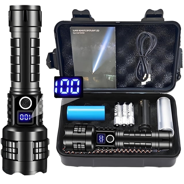 Lumbor37 Linterna Led Recargable, Lampara de Mano Linternas Led Recargables Alta Potencia, Potente Linterna Tactica Militar USB Lámpara de Mano Para Emergencia Camping Regalo