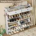 thumbnail image 4 of FANRAL Shoe Cabinet with 4 Flip Drawer & 2 Storage Drawer,Farmhouse Narrow Shoe Rack with Adjustable Shelve & Hook for Entryway,Hallway,White, 4 of 8