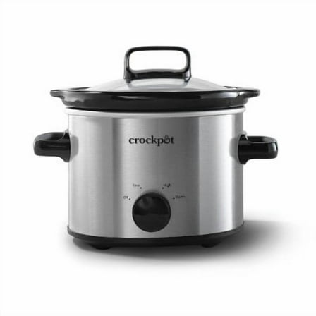 Crock-Pot 2qt Manual Slow Cooker - Stainless Steel: 3 Settings,Stay-Cool Handles, Dishwasher-Safe Parts