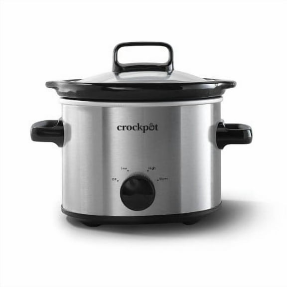 Crock-Pot 2qt Manual Slow Cooker - Stainless Steel: 3 Settings,Stay-Cool Handles, Dishwasher-Safe Parts